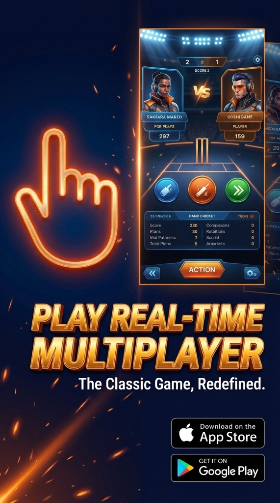 Play Hand Cricket Real-Time Multiplayer screen mockup